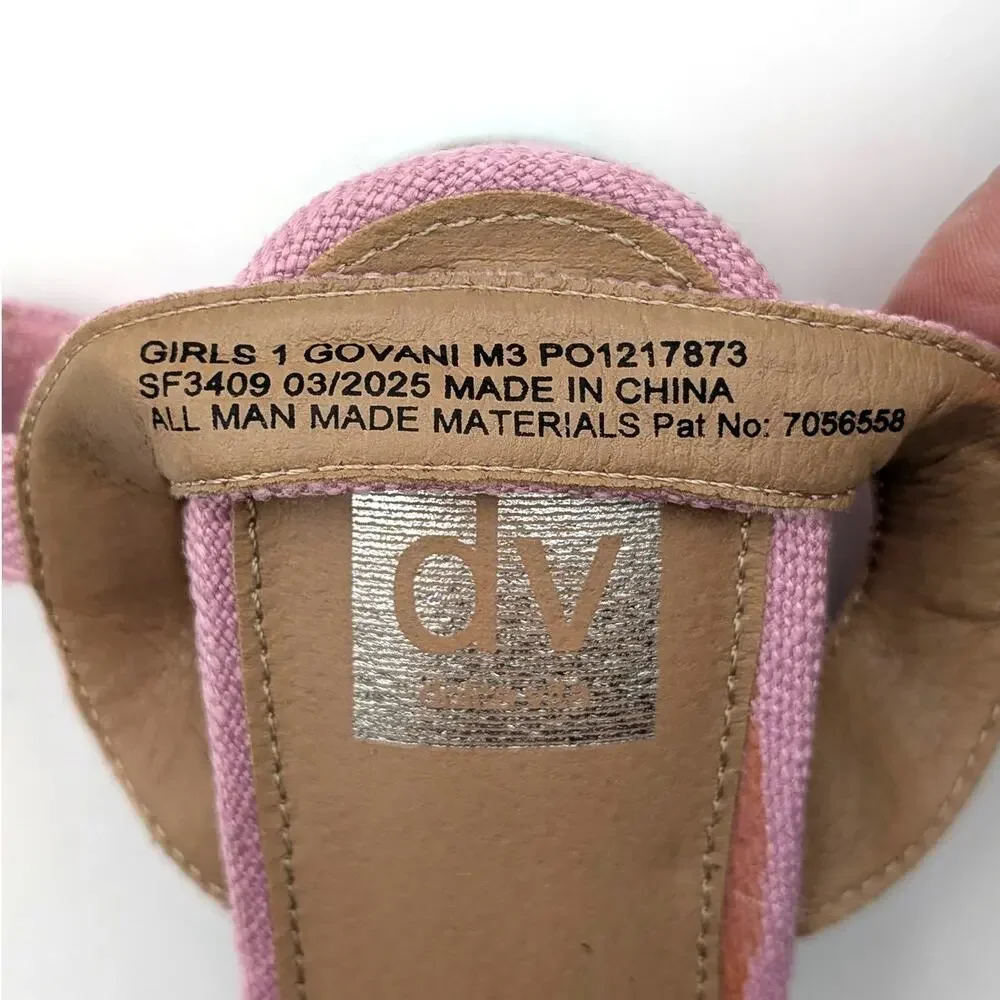 DV by Dolce Vita Govani Ruffle Sandals Open Toe Girls Pink Size US1 EU32